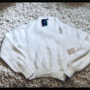 Fluffy White Semi-Cropped sweater